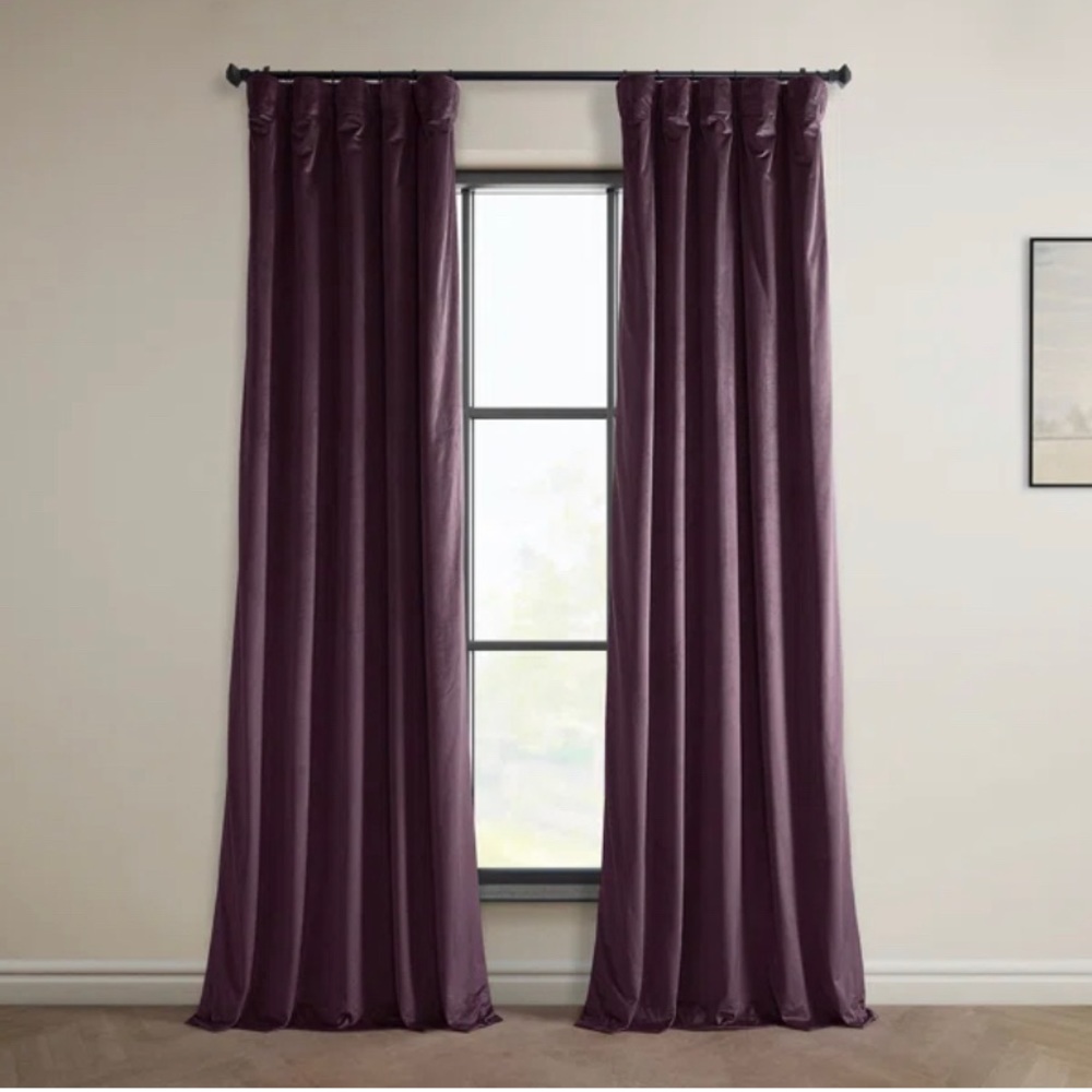 Royal plum velvet curtains, 2 panels